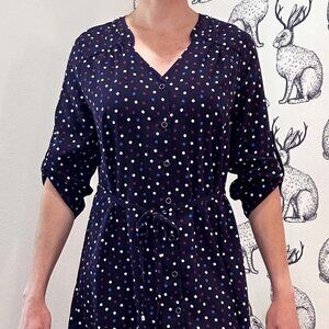 Women's 41Hawthorn Navy Polka Dot Shirt Dress SzS/M